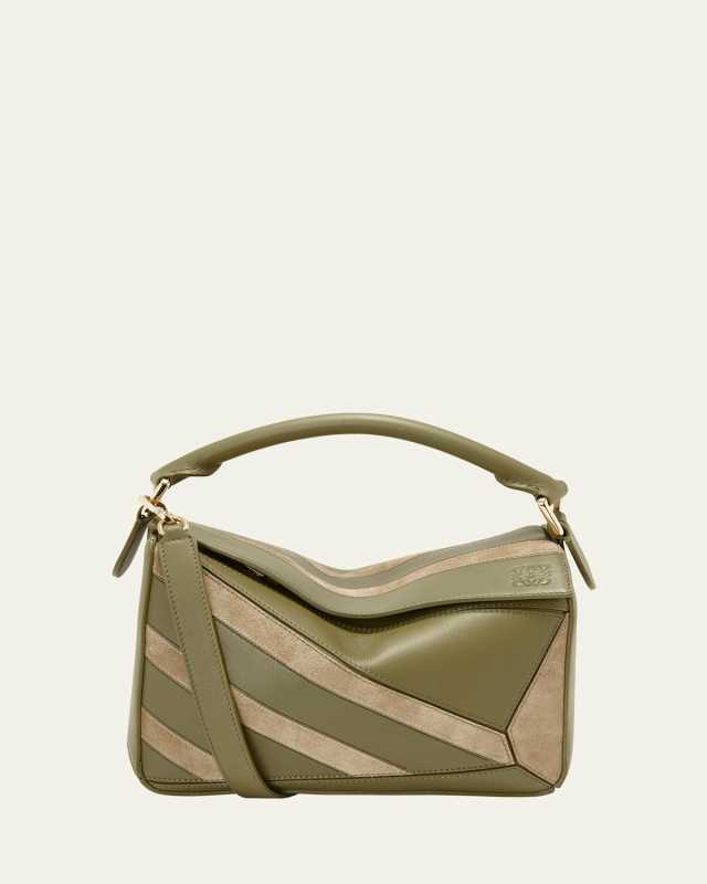 Puzzle Top-Handle Bag in Striped Leather